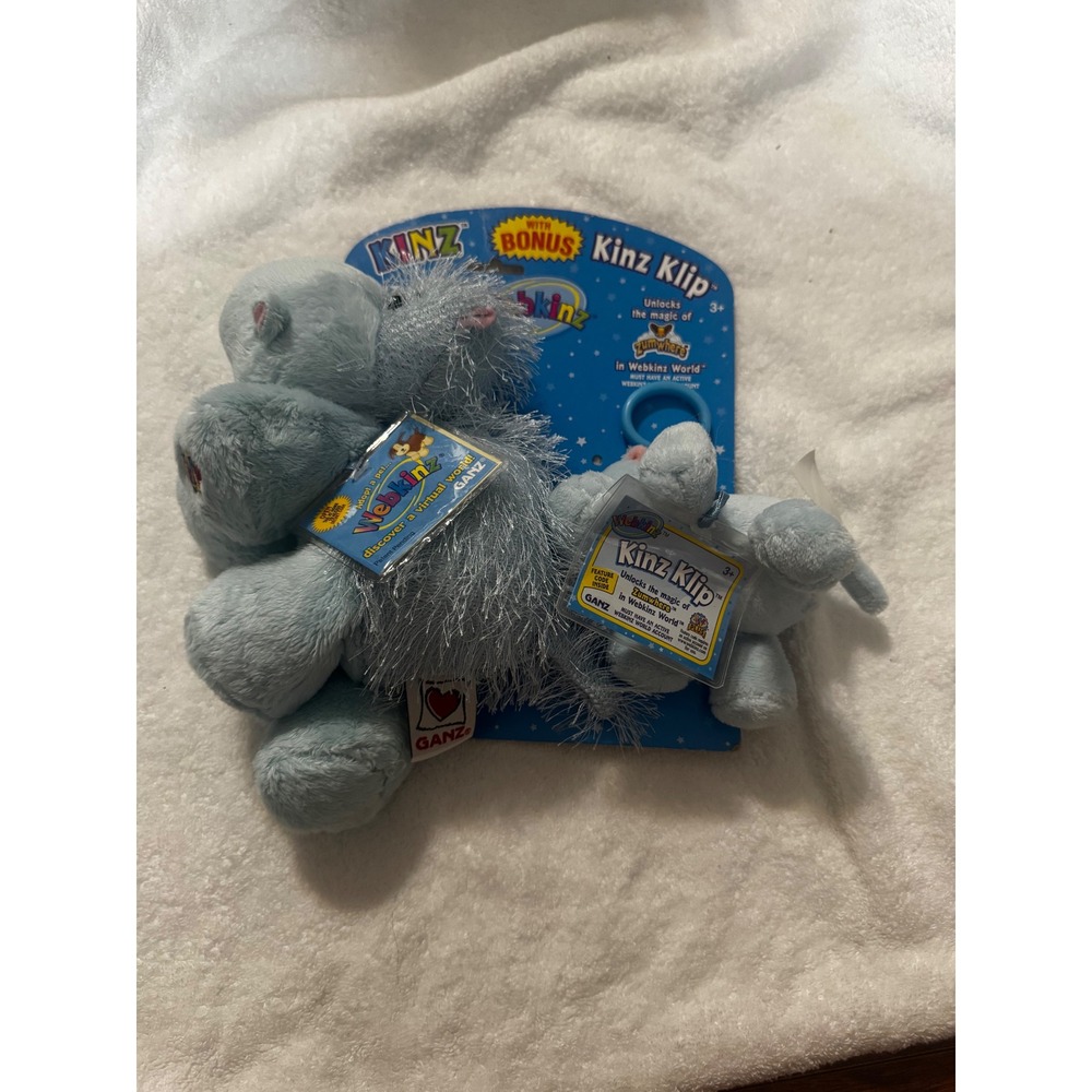 Webkinz Hippo Plush with Bonus Kinz Klip Keychain Ganz HM009 New with Tags